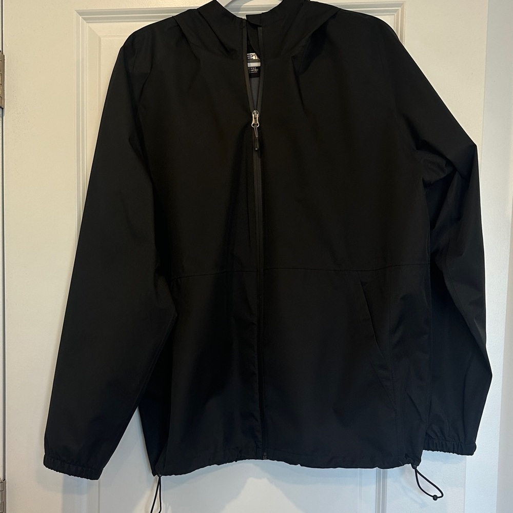 Men's Black Hooded Windbreaker Jacket